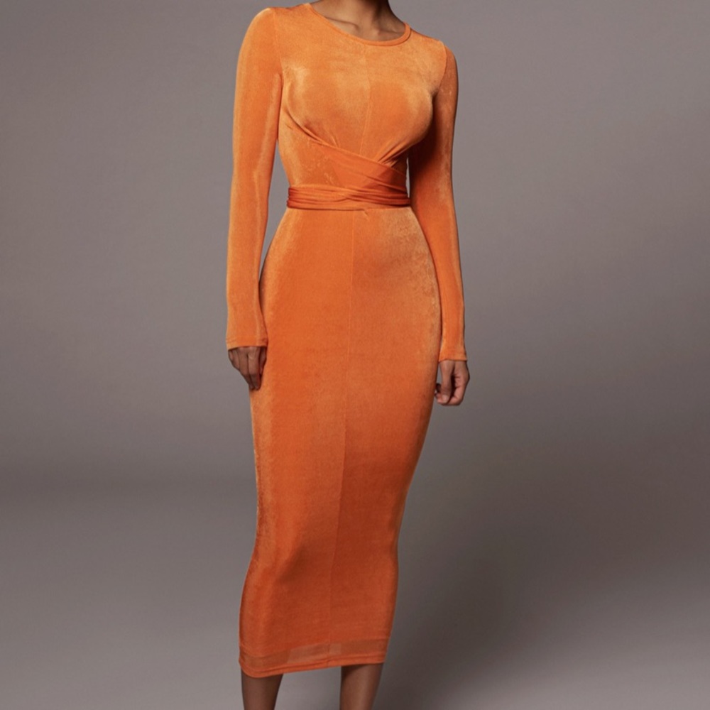 JLUXLABEL Orange backless midi dress